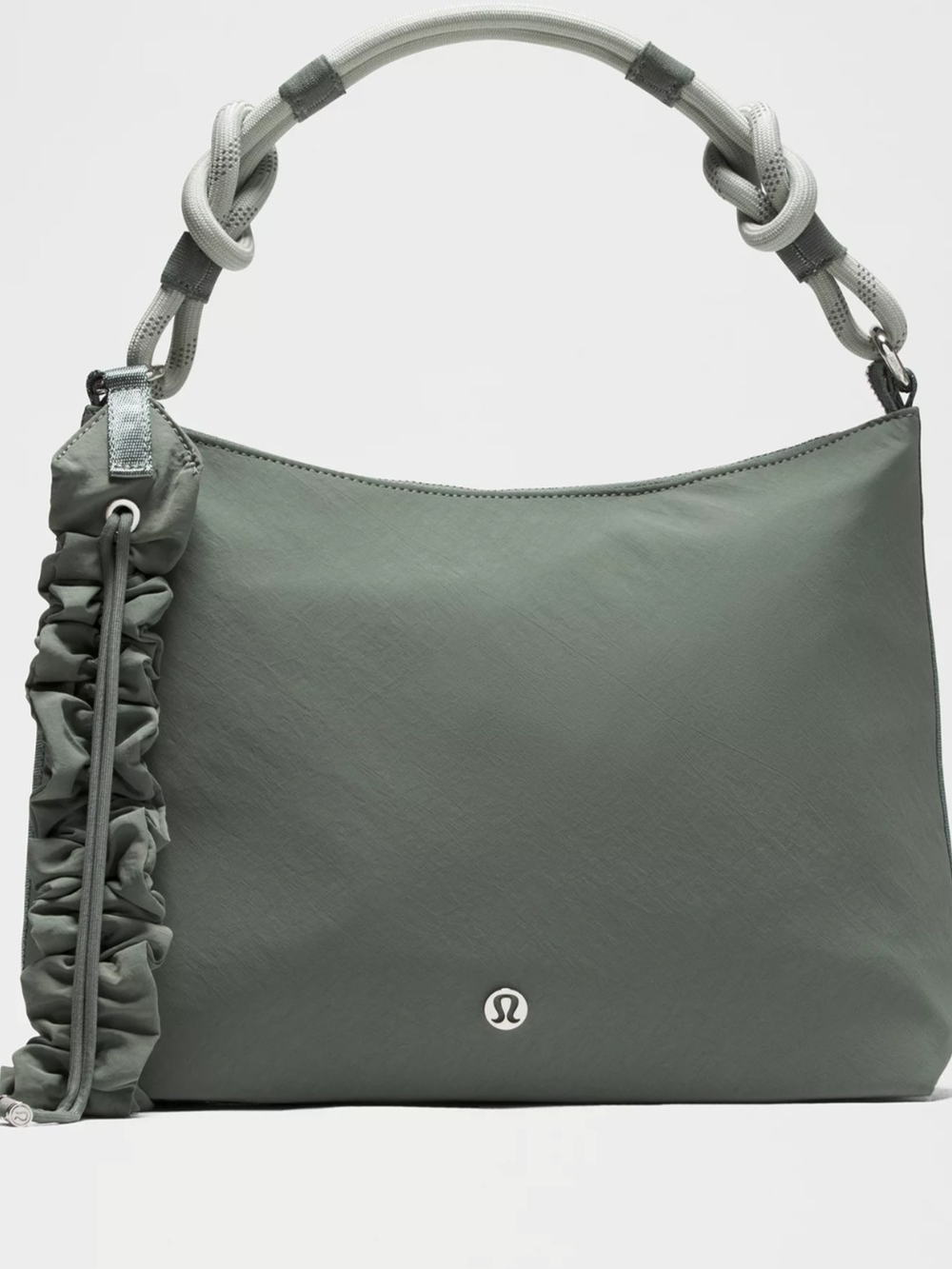 lululemon athletica Sage Green Ruched-Trim Shoulder Bag